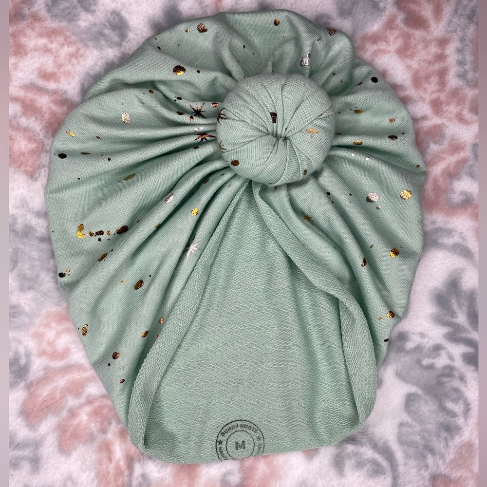 Mint Green Turban with Gold Details
